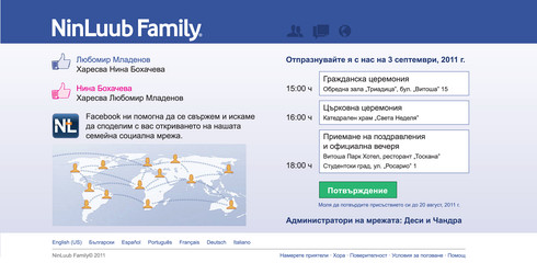 Tekama сватба в стил Facebook